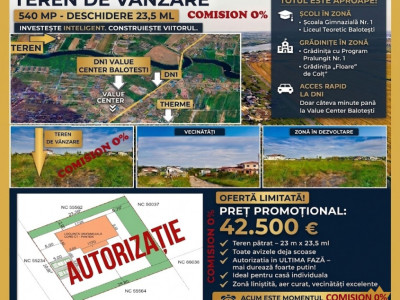 Ocazie! Teren 540 mp Balotești/Corbeanca | Proiect + Avize | Autorizație în curs