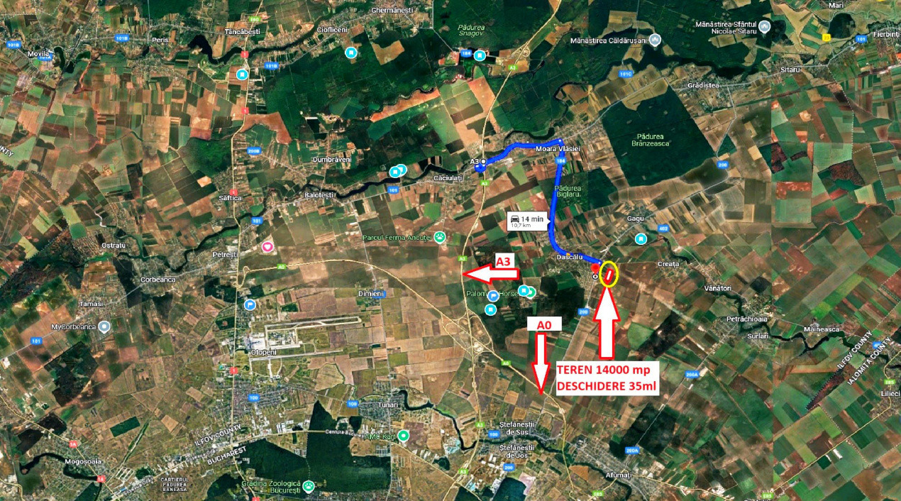 TEREN INTRAVILAN 14000mp | 35ml deschidere  | Dascalu